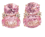 Large GUM DROP™ Earrings with Pink Topaz and Blue Topaz and Diamonds