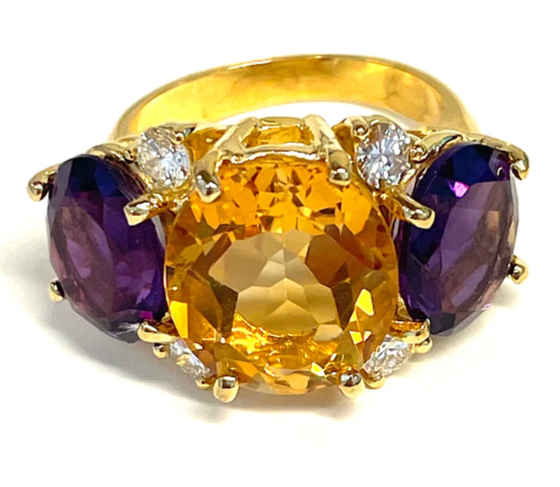 Large GUM DROP™ Ring with PERIDOT and Diamonds