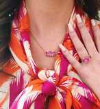 Small GUM DROP™ Ring with Bright Pink Topaz and Blue Topaz and Diamonds
