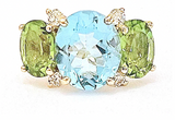 Small GUM DROP™ Ring with Bright Pink Topaz and Blue Topaz and Diamonds