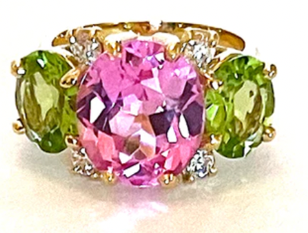 Medium GUM DROP™ Ring with Pink Topaz and Citrine Diamonds