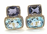 Medium GUM DROP™ Earrings with Pale Blue Topaz and Cabochon Topaz and Diamonds