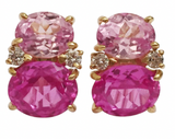 Medium GUM DROP™ Earrings with Pink and Cabochon Smokey Topaz and Diamonds