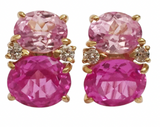 Medium GUM DROP™ Earrings with Pink Topaz and Blue Topaz and Diamonds