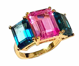 Medium 18kt Yellow Gold GUM DROP™ Two Toned Pink Topaz