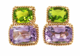 Medium GUM DROP™ Earrings with Amethyst and Pale Amethyst and Diamonds