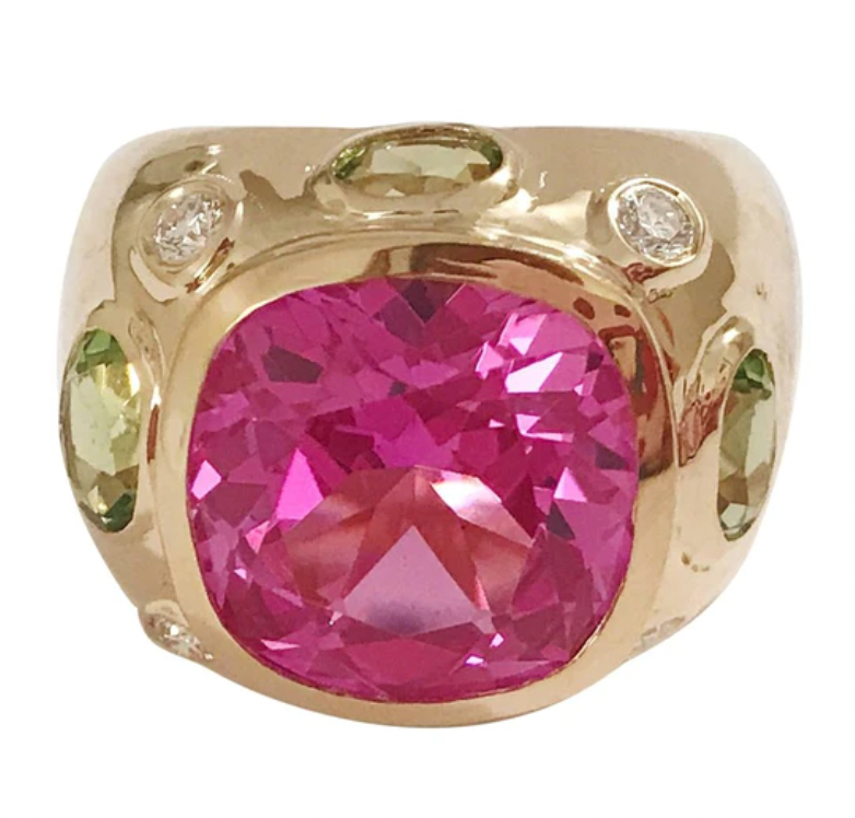 Medium GUM DROP™ Ring Blue Topaz Pink Topaz