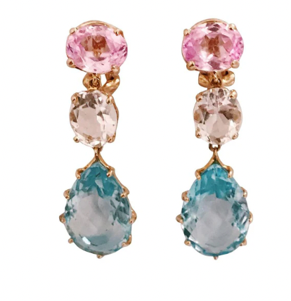 Elegant Drop Earring with Turquoise Sapphire and Blue Topaz A. Clunn