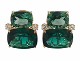 Large Two Stone Cushion Cut Earring with Rock Crystal and Blue Topaz