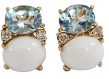 Medium GUM DROP™ Earrings with Pearls and Pink Topaz and Diamonds