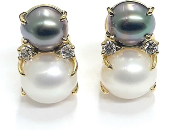 18Kt Yellow Gold Double Cushion Peridot and Blue Topaz Earrings