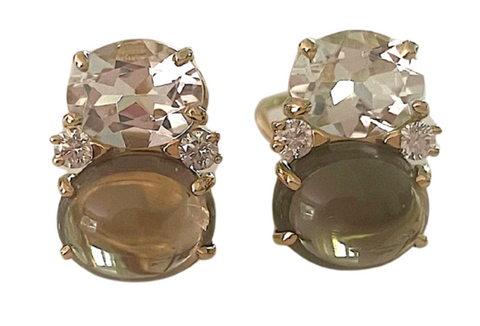 Medium GUM DROP™ Earrings with Rock Crystal and Smoky Topaz and Diamonds (Copy)
