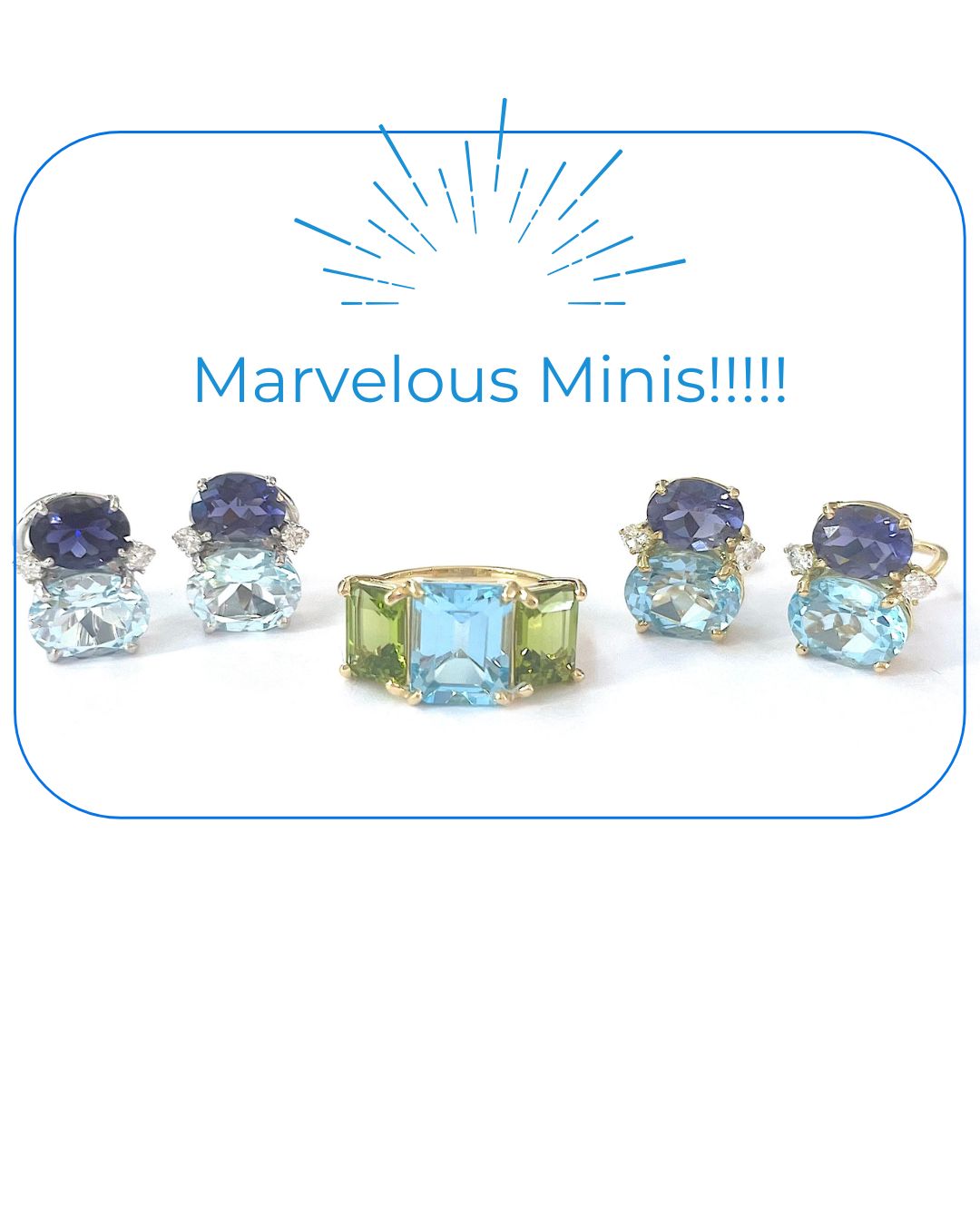 18kt Yellow Gold Mini Emerald Cut Ring with Blue Topaz and Citrine