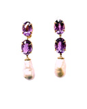 Medium GUM DROP™ Earrings with Pink Topaz and Blue Topaz and Diamonds with Detachable Pearls