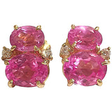 Large GUM DROP™ Earrings with Deep Amethyst and Pink Topaz and Diamonds