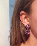 Large GUM DROP™ Earrings with Deep Amethyst and Pink Topaz and Diamonds