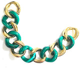 Elegant Alternating Yellow Gold Twist and Black Jade Link Bracelet