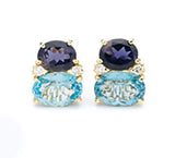 Grande GUM DROP™ Earrings with Cabochon White Jade and Garnet and Diamonds