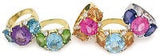 Small GUM DROP™ Ring with Bright Pink Topaz and Blue Topaz and Diamonds