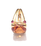 Orange Citrine Cabochon Pink Topaz Gold Cushion Ring