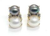 Medium GUM DROP™ Earrings with Pearls and Pink Topaz and Diamonds