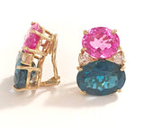 Large GUM DROP™ Earrings with Pink Topaz and Blue Topaz and Diamonds