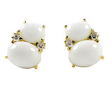 Large GUM DROP™ Earrings with Cabochon White Jade and Diamonds