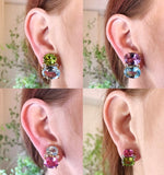 Large GUM DROP™ Earrings with Hot Pink and Deep Blue Topaz and Diamonds