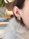 18kt Yellow Gold Cushion Rope Twist Border Earring with Citrine and Smoky Topaz