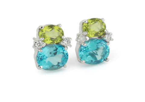 Trillion Cut 7.18 ctw Aquamarine & Diamond 18kt White Gold Earrings