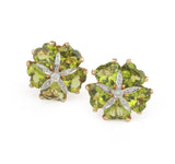 18kt Yellow Gold Sand Dollar Earrings with Peridot and Diamonds