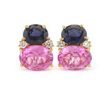 Large GUM DROP™ Earrings with Iolite and Pink Topaz and Diamonds