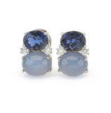 Medium GUM DROP™ Earrings with Iolite and Cabochon Chalcedony and Diamonds