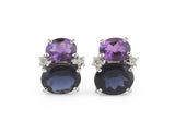 Mini Gum Drop Earrings with Iolite, Amethyst and Diamonds