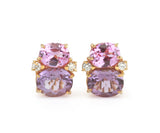 Medium GUM DROP™ Earrings with Pink Topaz and Amethyst and Diamonds