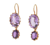 18kt Yellow Gold Multi Prong Amethyst Drop Earrings