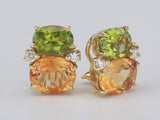 Medium GUM DROP™ Earrings with Peridot and Deep Citrine and Diamonds