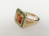 Yellow Gold Bezel Set Citrine with Surrounding Tsavorite Ring