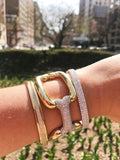 White Gold Pave Diamond Cuff Bracelet with Hinge Closure