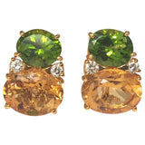 Large GUM DROP™ Earrings with Peridot and Citrine and Diamonds
