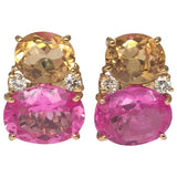 Large GUM DROP™ Earrings with Pink Topaz and Citrine and Pink Topaz and Diamonds