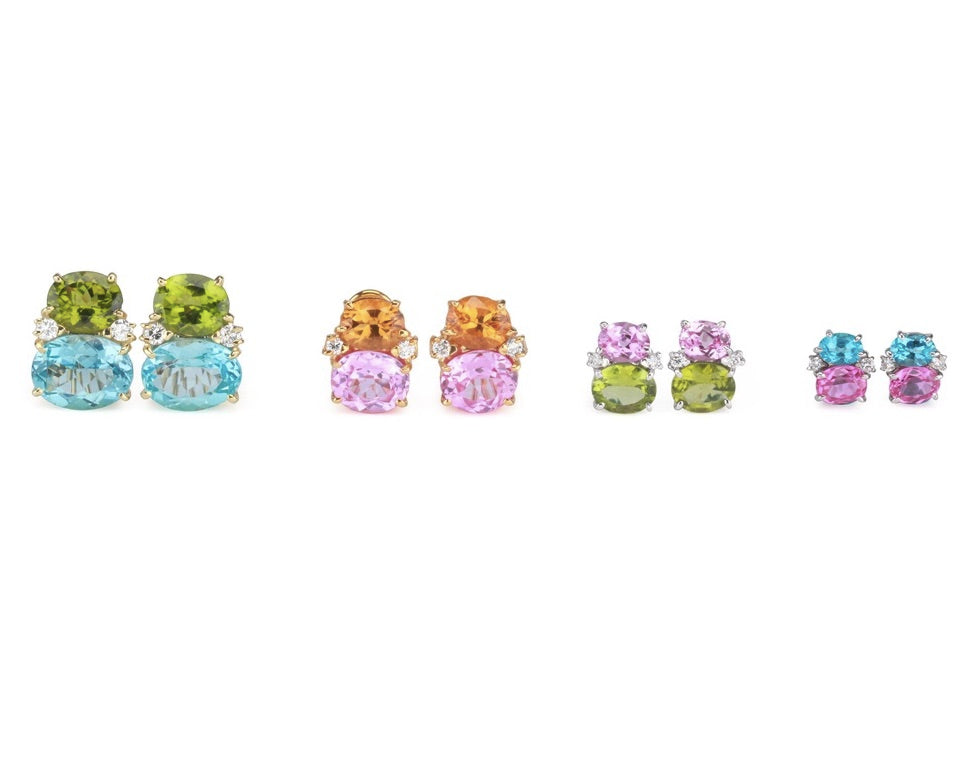 Large GUM DROP™ Earrings with Cabochon Turquoise and Diamonds