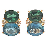 Medium Gum Drop Earrings with Peridot and Iolite and Diamonds