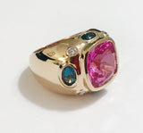 Bonheur Ring with Citrine, Amethyst and Pale Amethyst Domed Ring