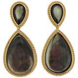 Pear Shaped Abalone Mother-of-Pearl Gold Drop Earrings with Rope Twist