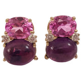 Medium GUM DROP™ earrings With Pink Topaz and Cabochon Amethyst and Diamonds