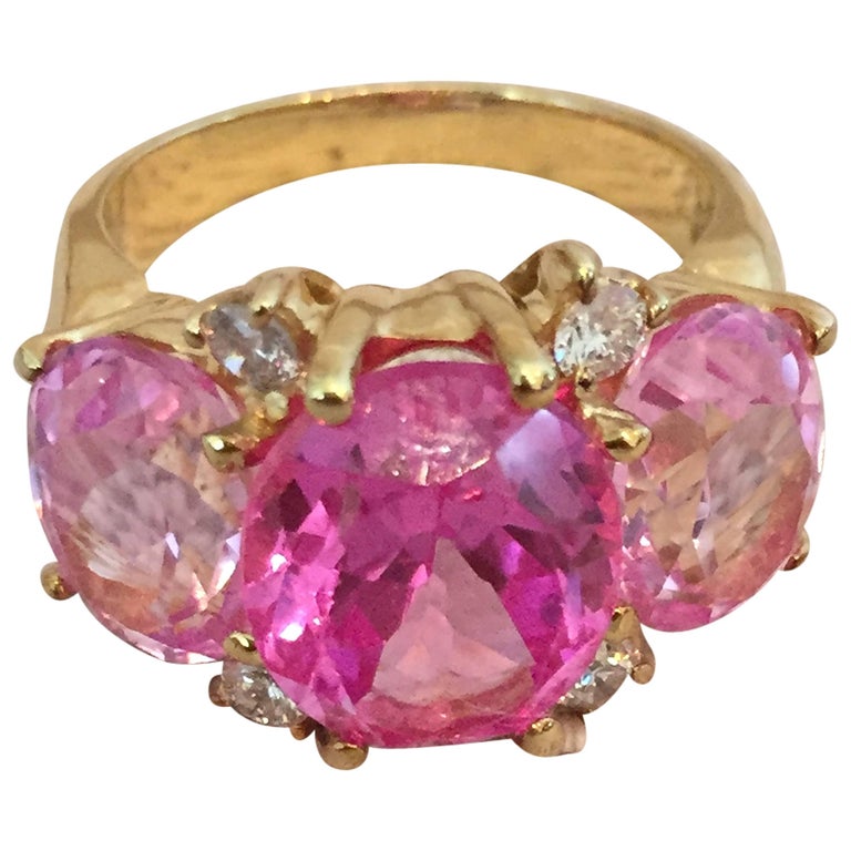 Medium 18kt Yellow Gold GUM DROP™ Ring with Pink Topaz and Iolite