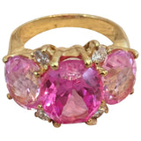 Medium 18kt Yellow Gold Gum Drop Ring with Pink Topaz and Iolite