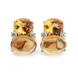 Large GUM DROP™ Earrings with Garnet and Cabochon Citrine and Diamonds