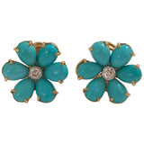 Large GUM DROP™ Earrings with Blue Topaz and Cabochon Turquoise and Diamonds